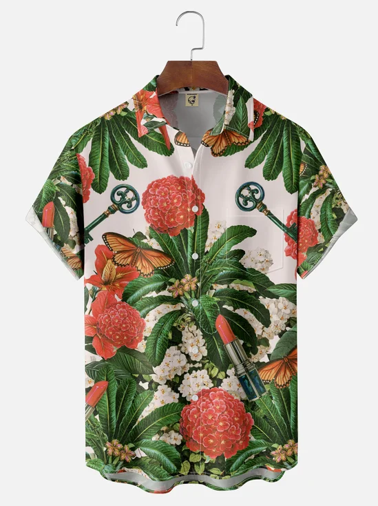 Hardaddy x Emmar Studio Moisture Wicking Vintage Floral Chest Pocket Hawaiian Shirt