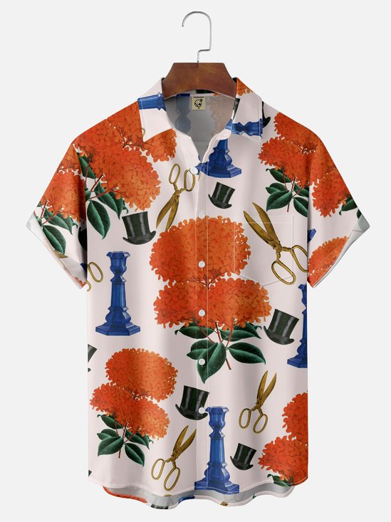 Hardaddy X Emmar Studio Moisture Wicking Vintage Floral Chess Chest Pocket Hawaiian Shirt