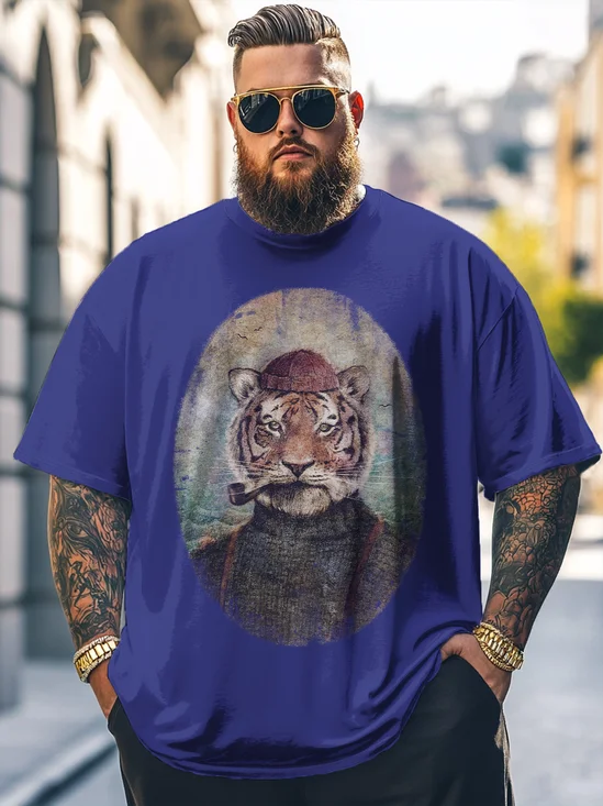 Hardaddy x Mikekoubou Big Size Men's Tiger Funny Portrait Art Loose T-shirt