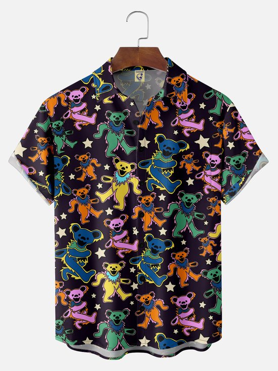 Hardaddy X Ana Cristina Ruiz Leon Big Size Cartoon Bear Chest Pocket Hawaiian Shirt