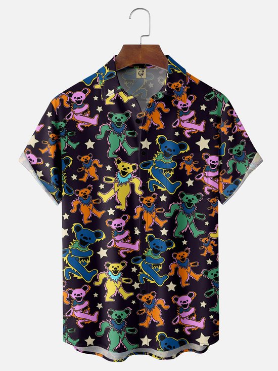 Hardaddy X Ana Cristina Ruiz Leon Tall Size Cartoon Bear Chest Pocket Hawaiian Shirt