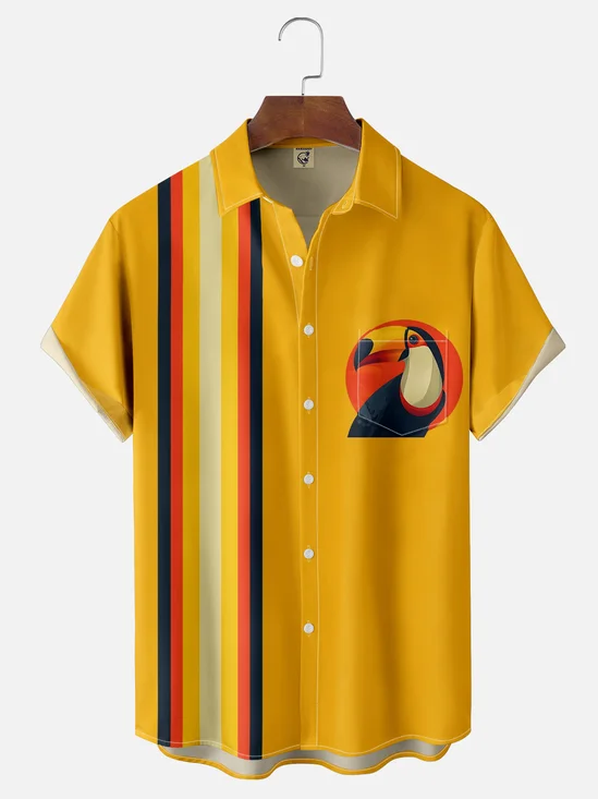 Moisture Wicking Toucan Chest Pocket Bowling Shirt