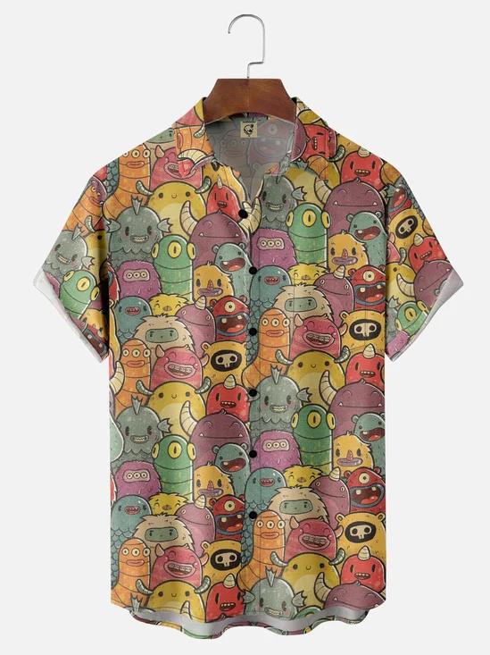 Hardaddy x Mikekoubou Moisture Wicking Art Cartoon Bug Chest Pocket Hawaiian Shirt