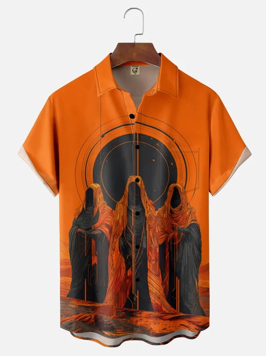Moisture-wicking Ghost Chest Pocket Hawaiian Shirt