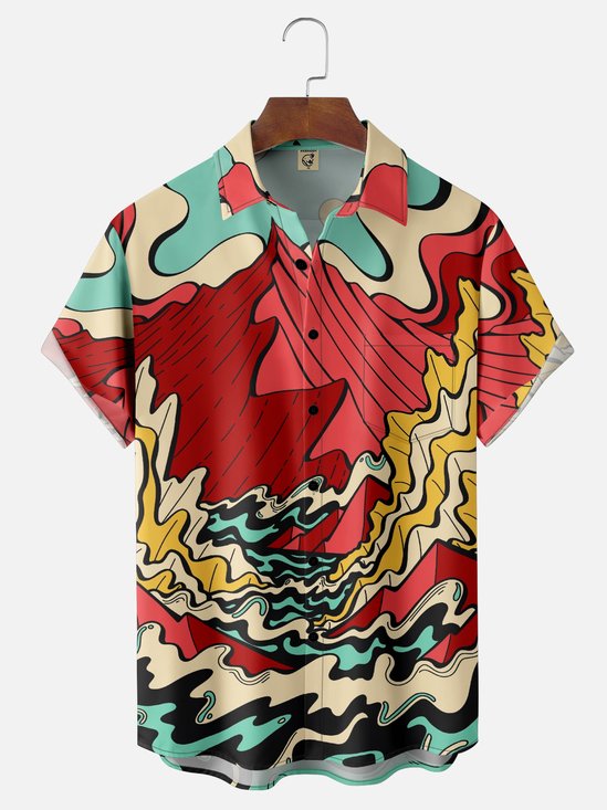 Hardaddy X Stephen Wade Moisture-wicking Landscape Mountain Chest Pocket Hawaiian Shirt