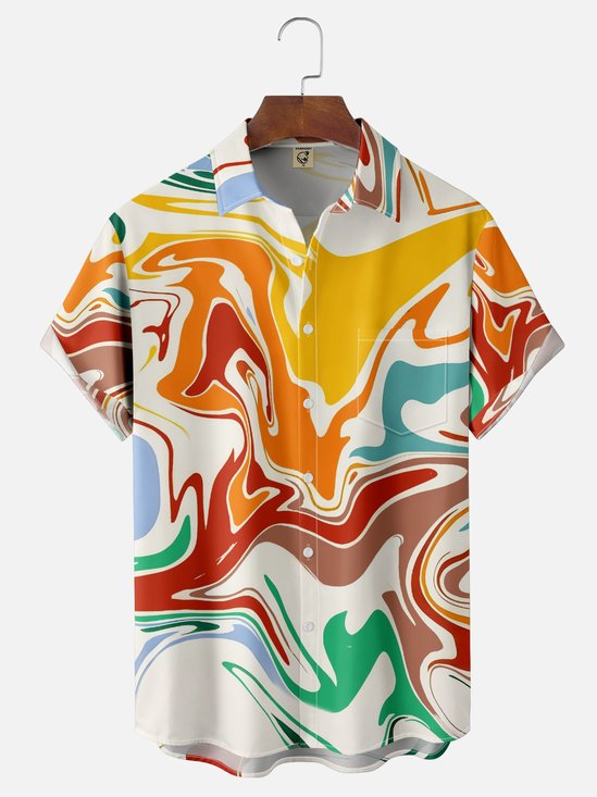 Moisture-wicking Art Abstract Paint Chest Pocket Casual Shirt
