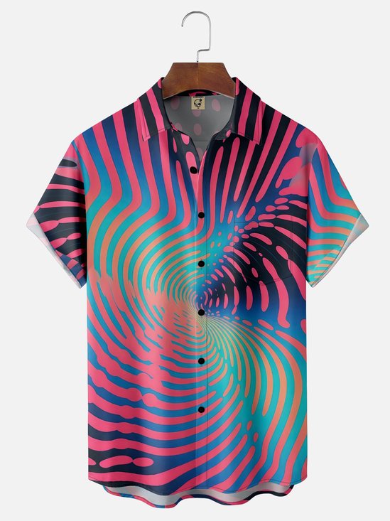Moisture-wicking Art Wave Chest Pocket Casual Shirt