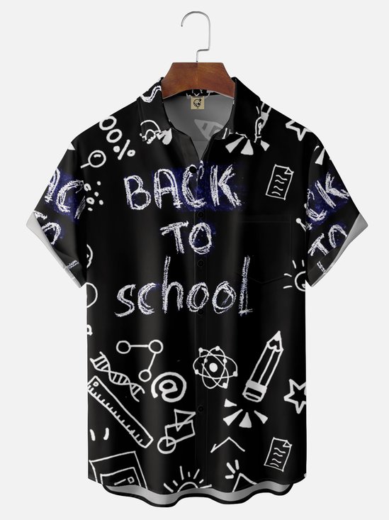 Moisture Wicking Back to School Chest Pocket Hawaiian Shirts