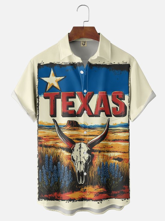 Moisture-wicking Texas Western Lamb Bones Chest Pocket Casual Shirt