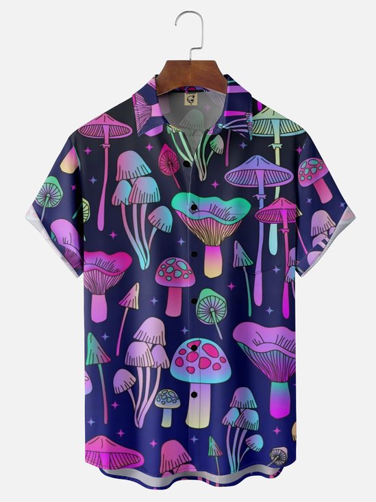 Moisture-wicking Mushroom Chest Pocket Casual Shirt