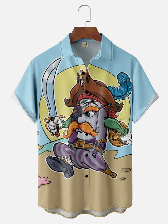 Hardaddy x John Nelson Moisture Wicking Vintage Pirate Chest Pocket Hawaiian Shirt