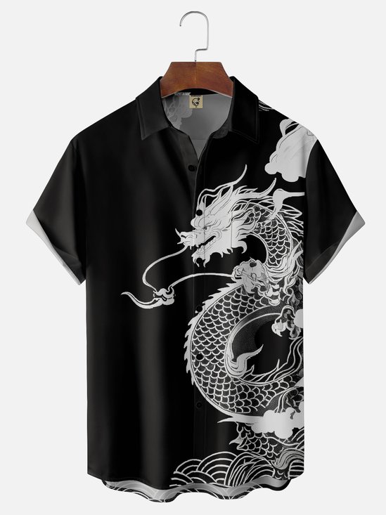 Moisture-wicking Dragon Chest Pocket Casual Shirt