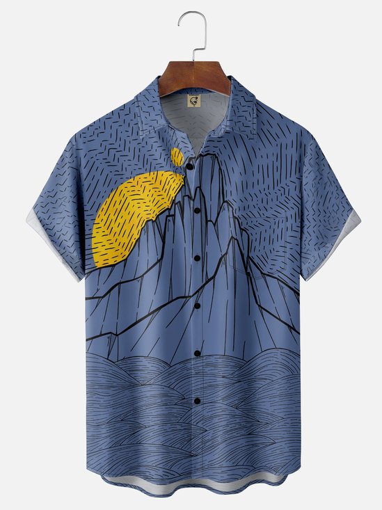 Hardaddy X Stephen Wade Moisture-wicking Landscape Mountain Chest Pocket Hawaiian Shirt