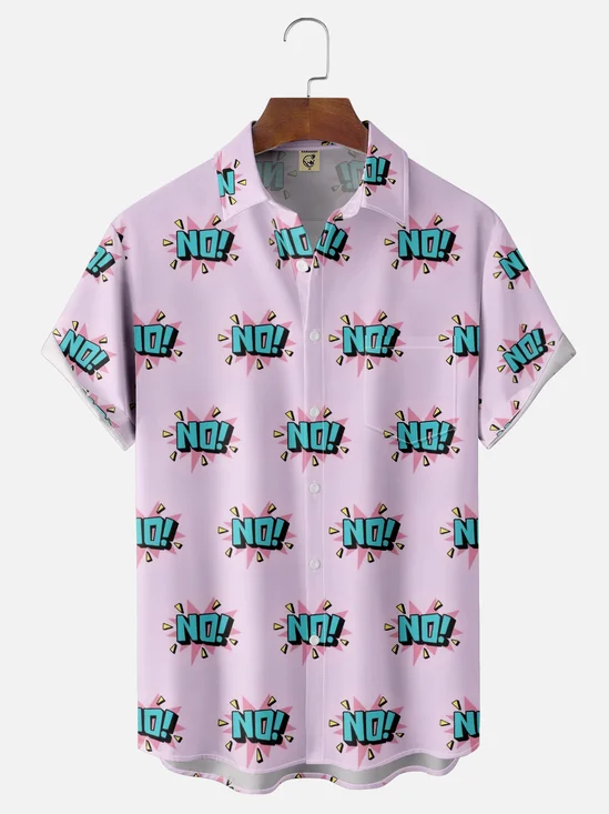 Moisture Wicking Art "NO" Chest Pocket Hawaiian Shirt
