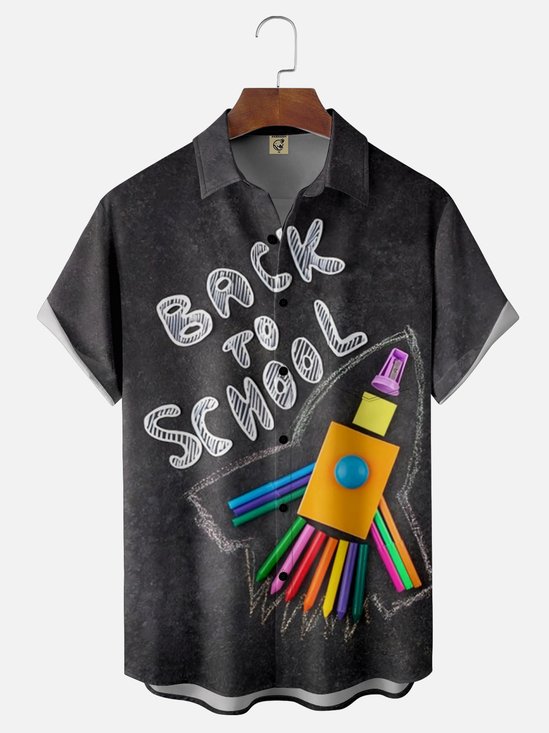 Moisture Wicking Back to School Chest Pocket Hawaiian Shirts