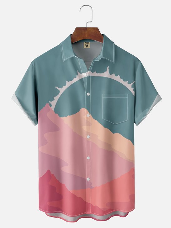 Hardaddy X Stephen Wade Moisture-wicking Landscape Mountain Chest Pocket Hawaiian Shirt