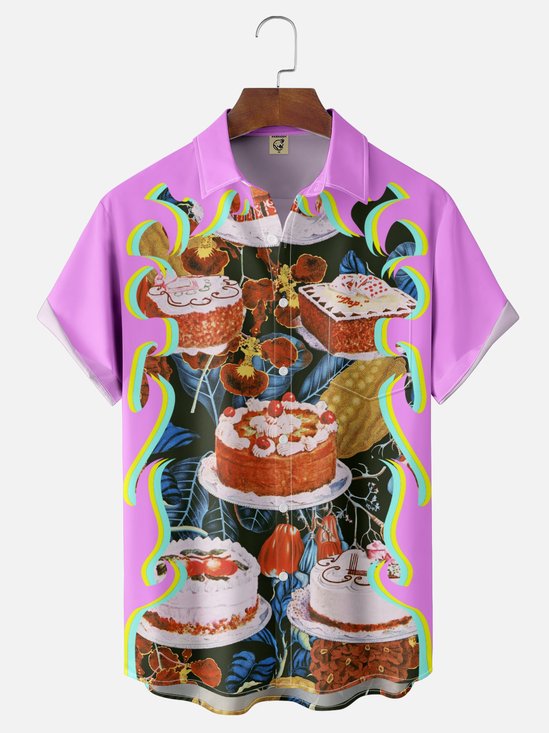 Hardaddy x Emmar Studio Moisture-wicking Creative Texture Party Cake Art Fun Chest Pocket Casual Shirt