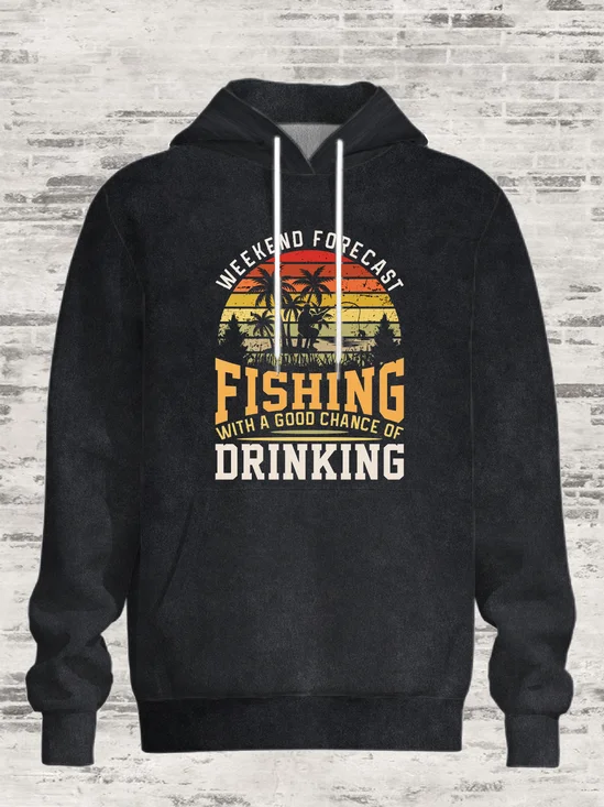 Vintage Hawaiian Coconut Tree Fishing Hoodie Sweatshirt