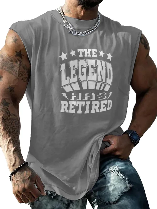 Mens Crewneck Tank Tops The Legend Has Retired Beach Sleeveless Shirt