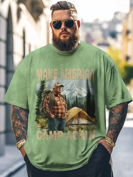 Big Size Men's Trump "Make America Camp Again" Loose T-shirt