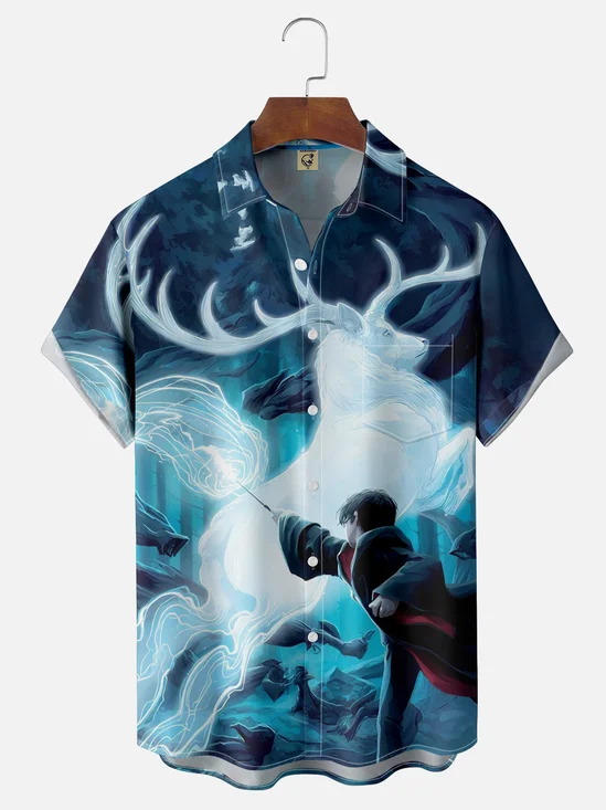 Moisture-wicking Harry the Wizard vs. Monsters Chest Pocket Casual Shirt