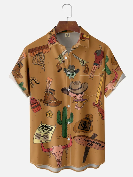 Moisture-wicking Western Rodeo Chest Pocket Casual Shirt