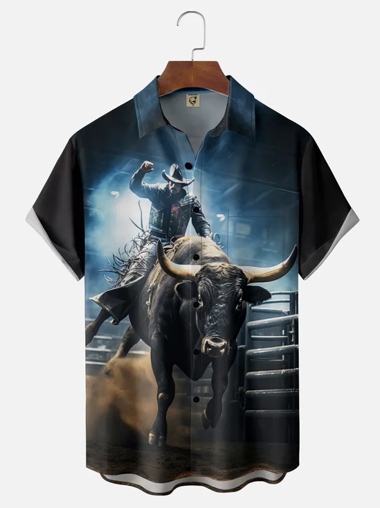Moisture-wicking Western Cowboy Rodeo Chest Pocket Casual Shirt