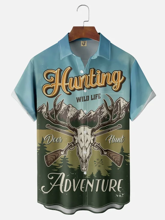 Moisture-wicking Deer Hunting Chest Pocket Casual Shirt