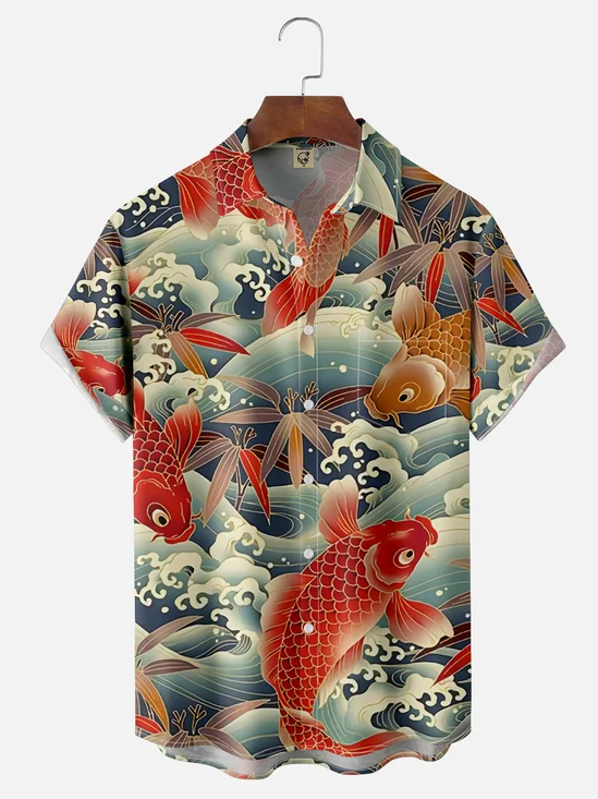 Men's Vintage Print Casual Breathable Short Sleeve Hawaiian Shirt