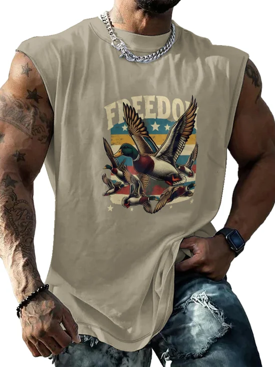 Mens Crewneck Tank Tops Duck Hunting Beach Sleeveless Shirt