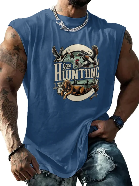 Mens Crewneck Tank Tops Duck Hunting Beach Sleeveless Shirt
