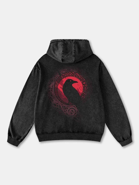 Viking Gradient Color Totem Crow Hoodie Sweatshirt