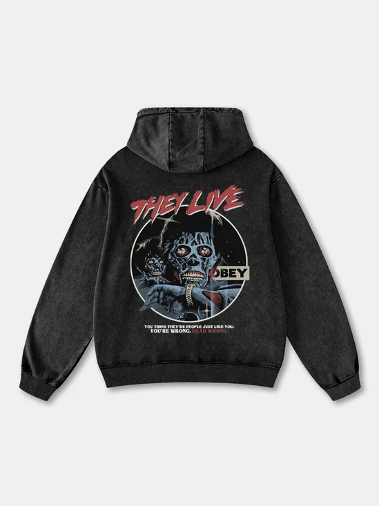 Retro Movie Characters Text Letters Hoodie Sweatshirt