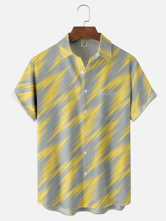 Moisture-wicking Artistic Geometry Chest Pocket Casual Shirt