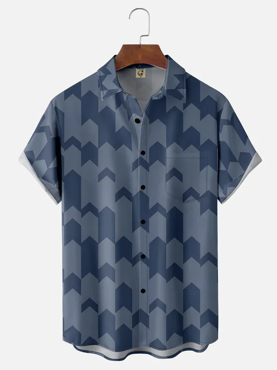 Moisture-wicking Artistic Geometry Chest Pocket Casual Shirt