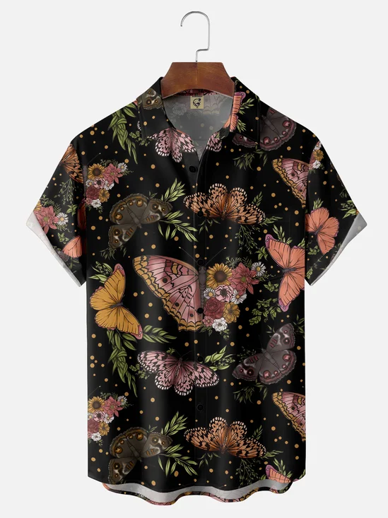 Hardaddy x Anna Lynne Moisture-wicking Fun Fantasy Butterfly Art Chest Pocket Casual Shirt