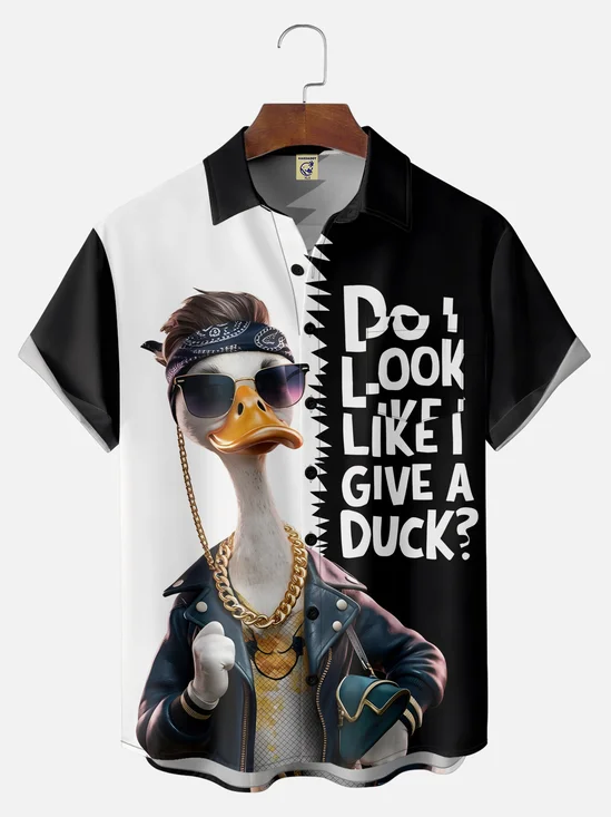 Big Size Moisture-wicking Do I Look Like I Give A Duck Chest Pocket Casual Shirt