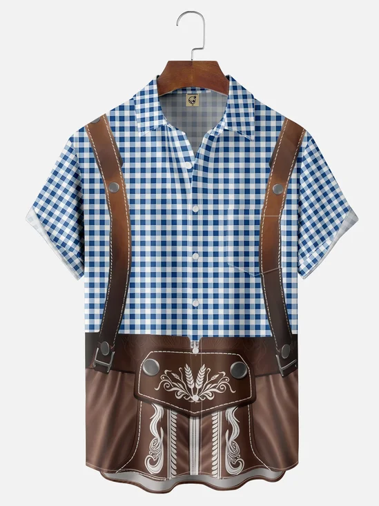 Moisture-wicking Oktoberfest Fun Bartender Beer Clothes Chest Pocket Casual Shirt