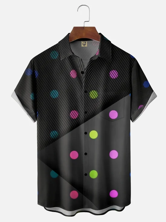 Moisture Wicking Geometric Dot Art Chest Pocket Hawaiian Shirt