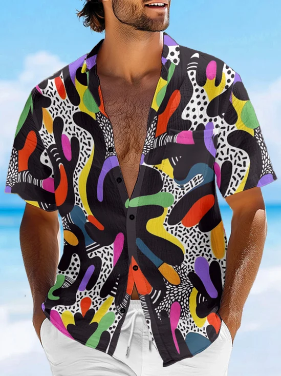 Moisture-wicking Geomatric Chest Pocket Casual Shirt
