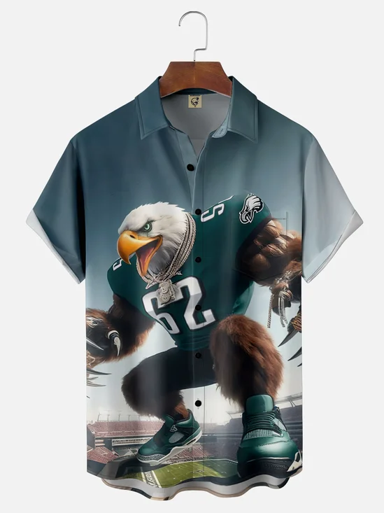 Moisture Wicking Eagles Chest Pocket Hawaiian Shirt