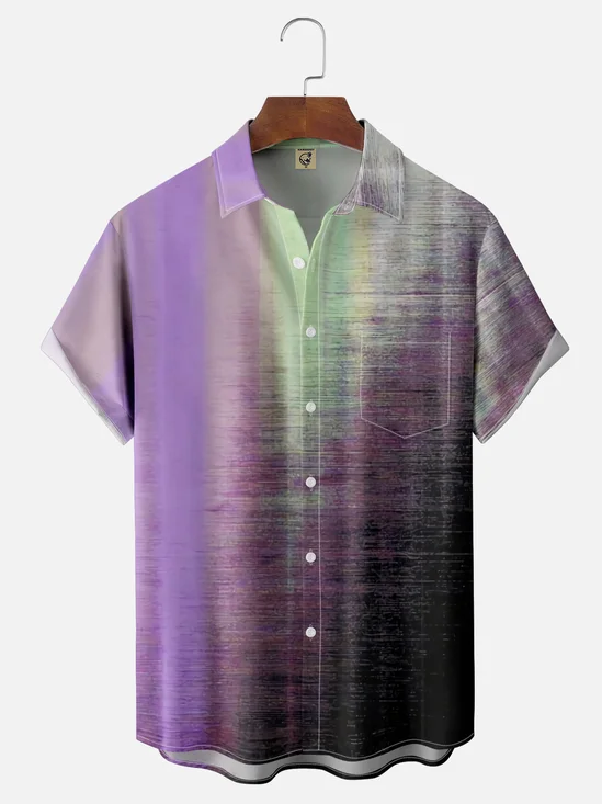 Moisture-wicking Gradient Color Chest Pocket Casual Shirt