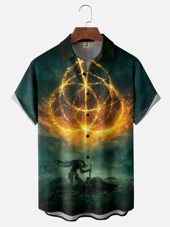 Moisture-wicking PC Game Chest Pocket Casual Shirt