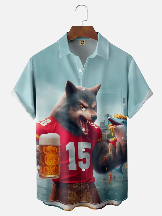 Moisture Wicking Kansas City Chiefs Chest Pocket Hawaiian Shirt