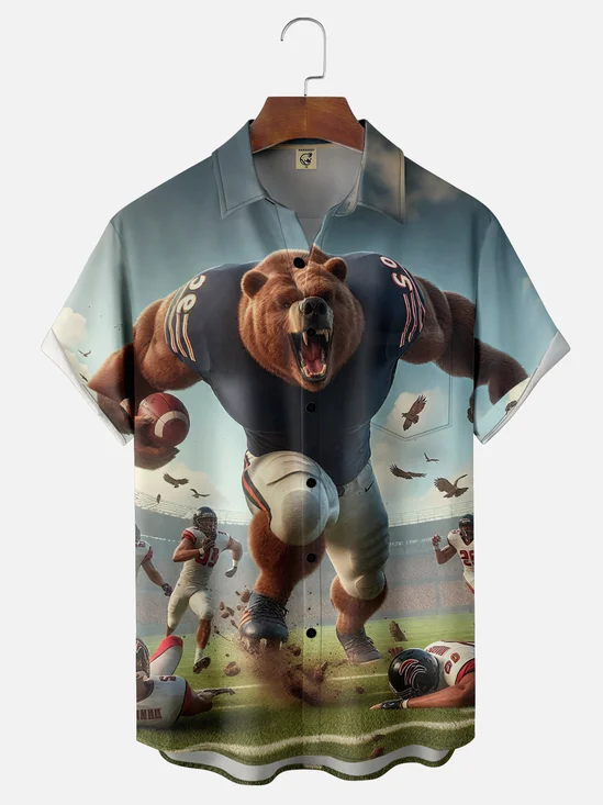 PocMoisture Wicking Super Bowl Chicago Bears Chest Pocket Hawaiian Shirt