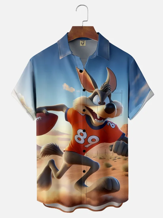 Moisture Wicking Super Bowl Football Chest Pocket Hawaiian Shirt