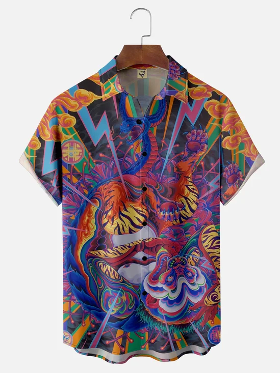 Moisture-wicking Japanese Tiger Chest Pocket Casual Shirt