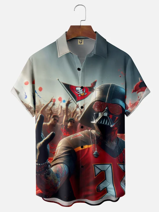 Moisture Wicking Tampa Bay Buccaneers Star Wars Fighter Chest Pocket Hawaiian Shirt