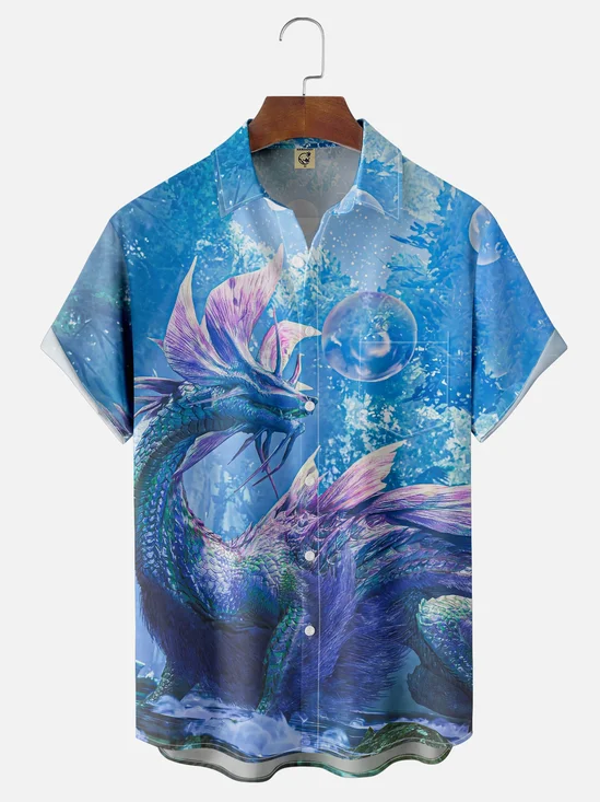 Moisture-wicking PC Game Dragon Chest Pocket Casual Shirt