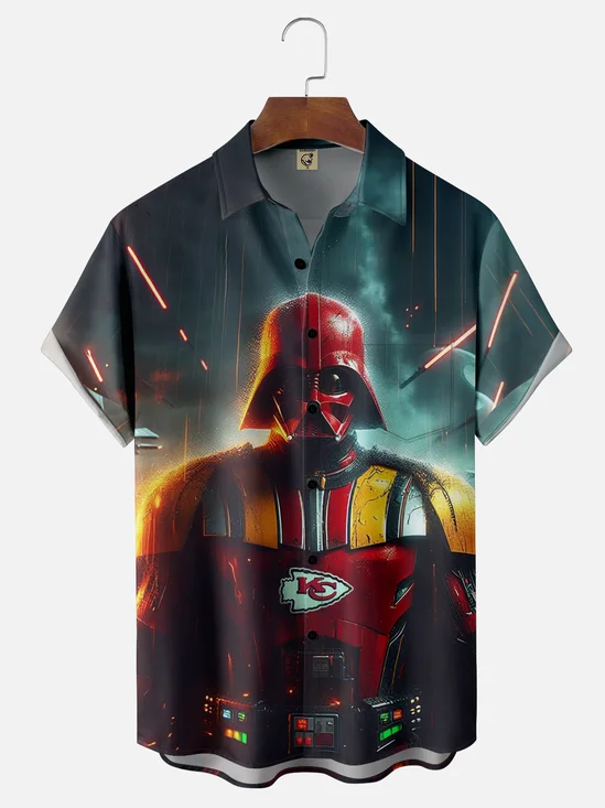 Moisture Wicking Kansas City Chiefs Star Wars Chest Pocket Hawaiian Shirt